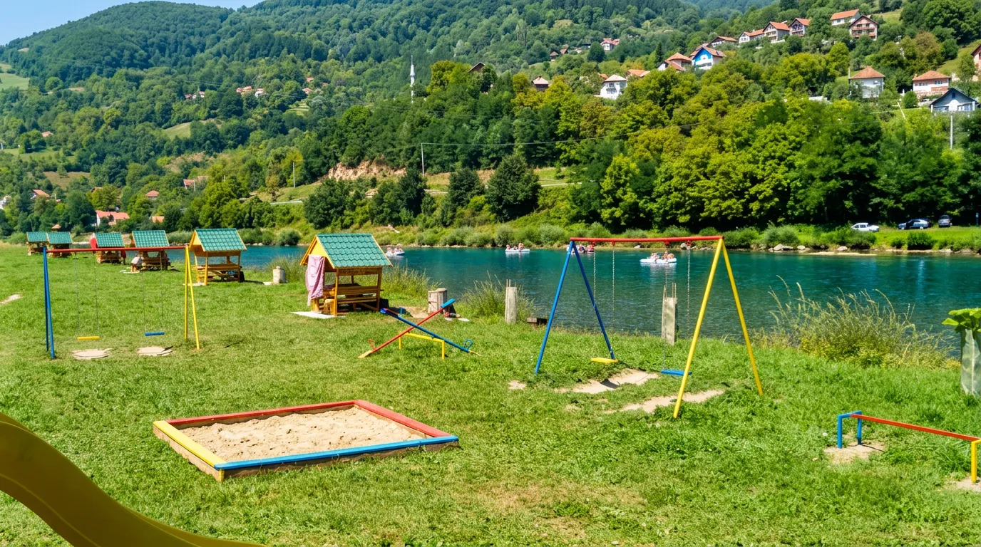 Children's playground and rest area at the Sadba-Val excursion site in Goražde