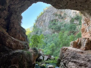 Panoramic view from the cave opening of the source of the Tihaljina River