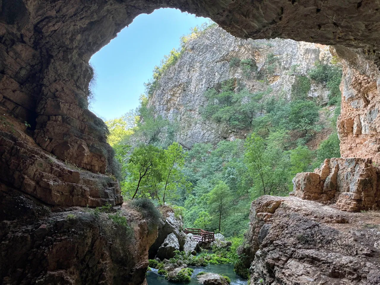 Panoramic view from the cave opening of the source of the Tihaljina River