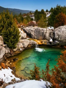 Clear water, rocks, and nature around Tribistovo Lake