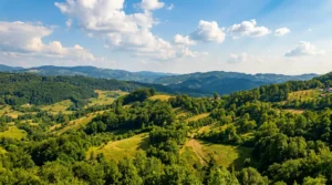 Wide shot of natural beauty and greenery on Majevica mountain