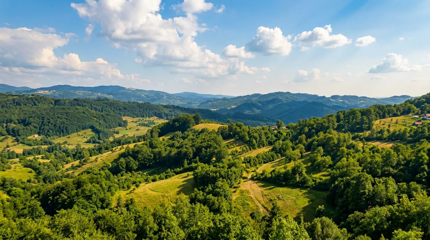 Wide shot of natural beauty and greenery on Majevica mountain