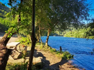 A view of the river from the natural shade at Desetka beach