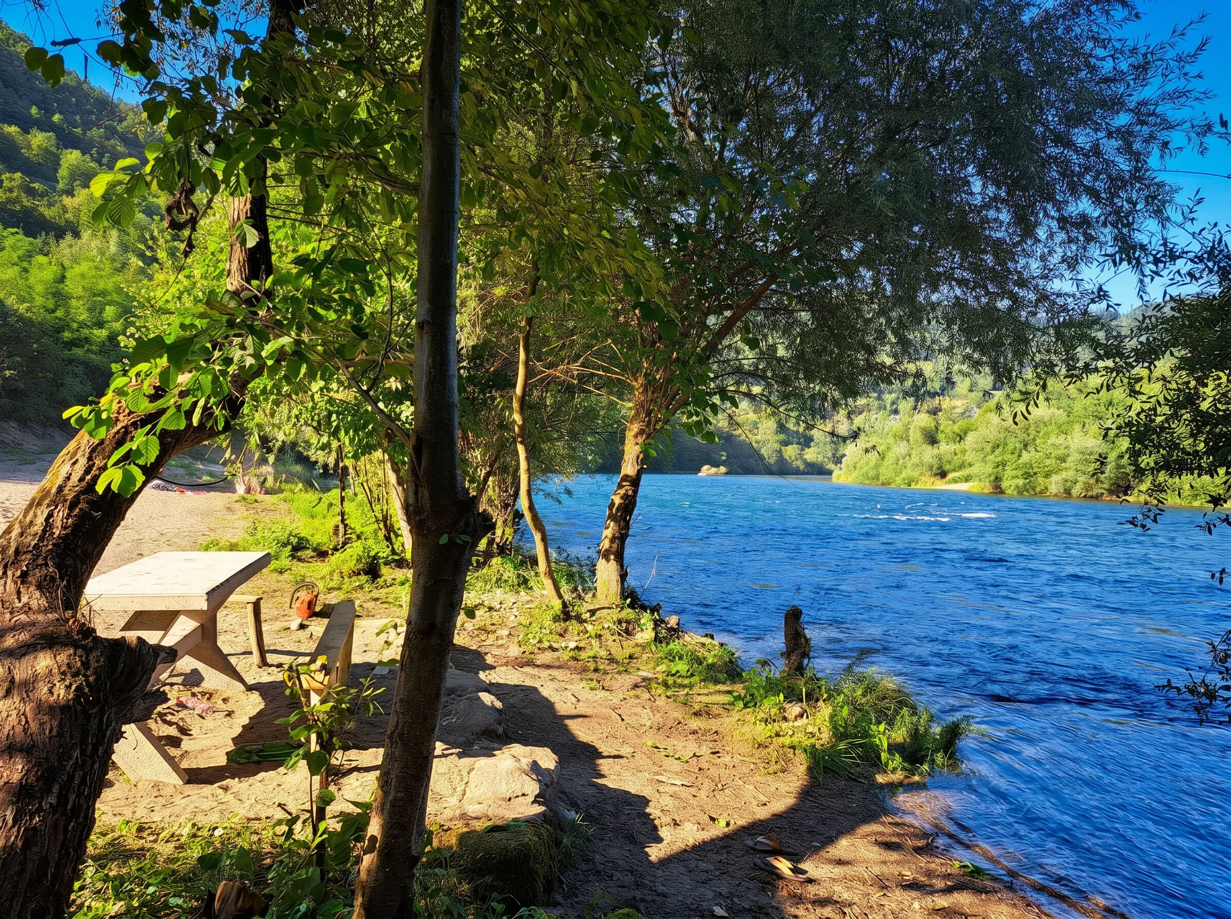 A view of the river from the natural shade at Desetka beach