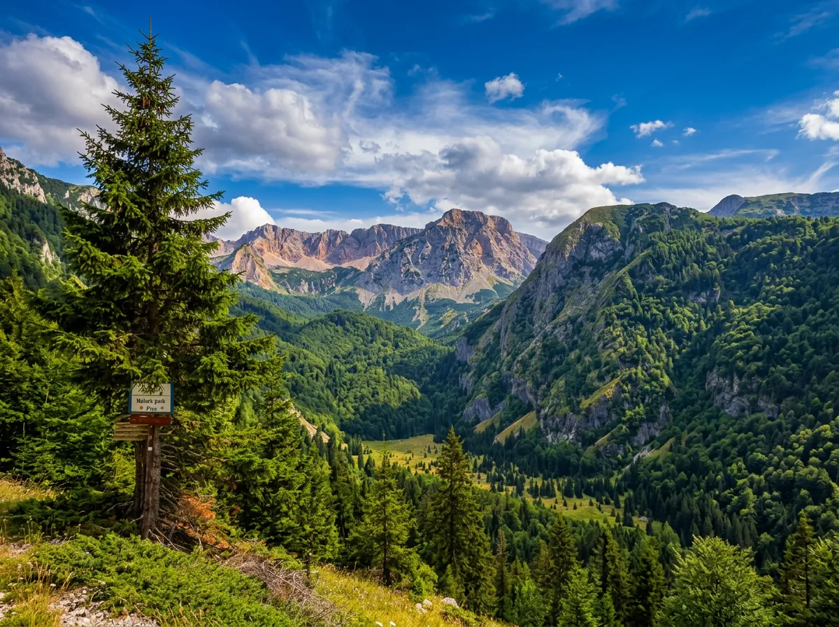 Panoramski pogled na netaknutu prirodu i zelene šume prašume Perućica