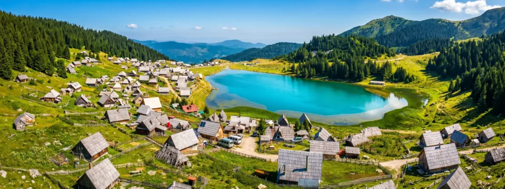 Aerial view of Prokoško Lake near Fojnica