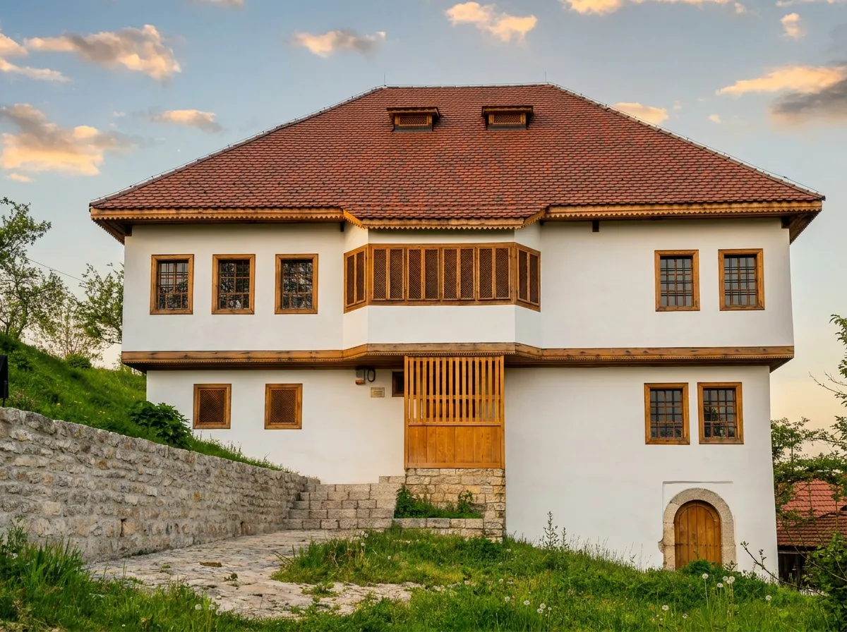 Exterior view of Eminagića konak, an example of traditional Bosnian architecture