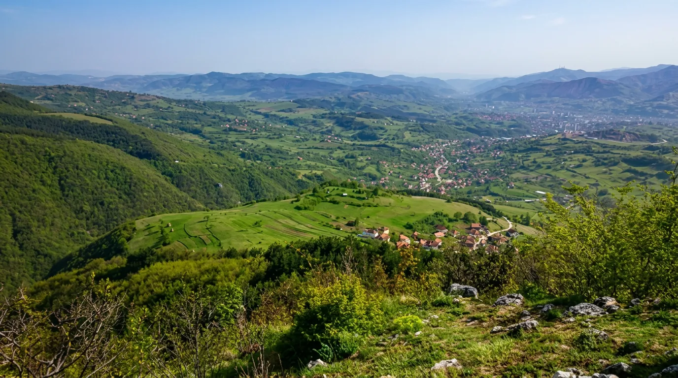 Green landscapes and a view of Kakanj from Gradina viewpoint